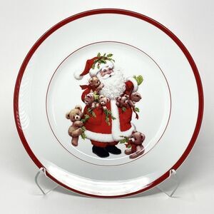 Williams Sonoma Red Brasserie Christmas Santa Chop Plate Platter Charger 12”